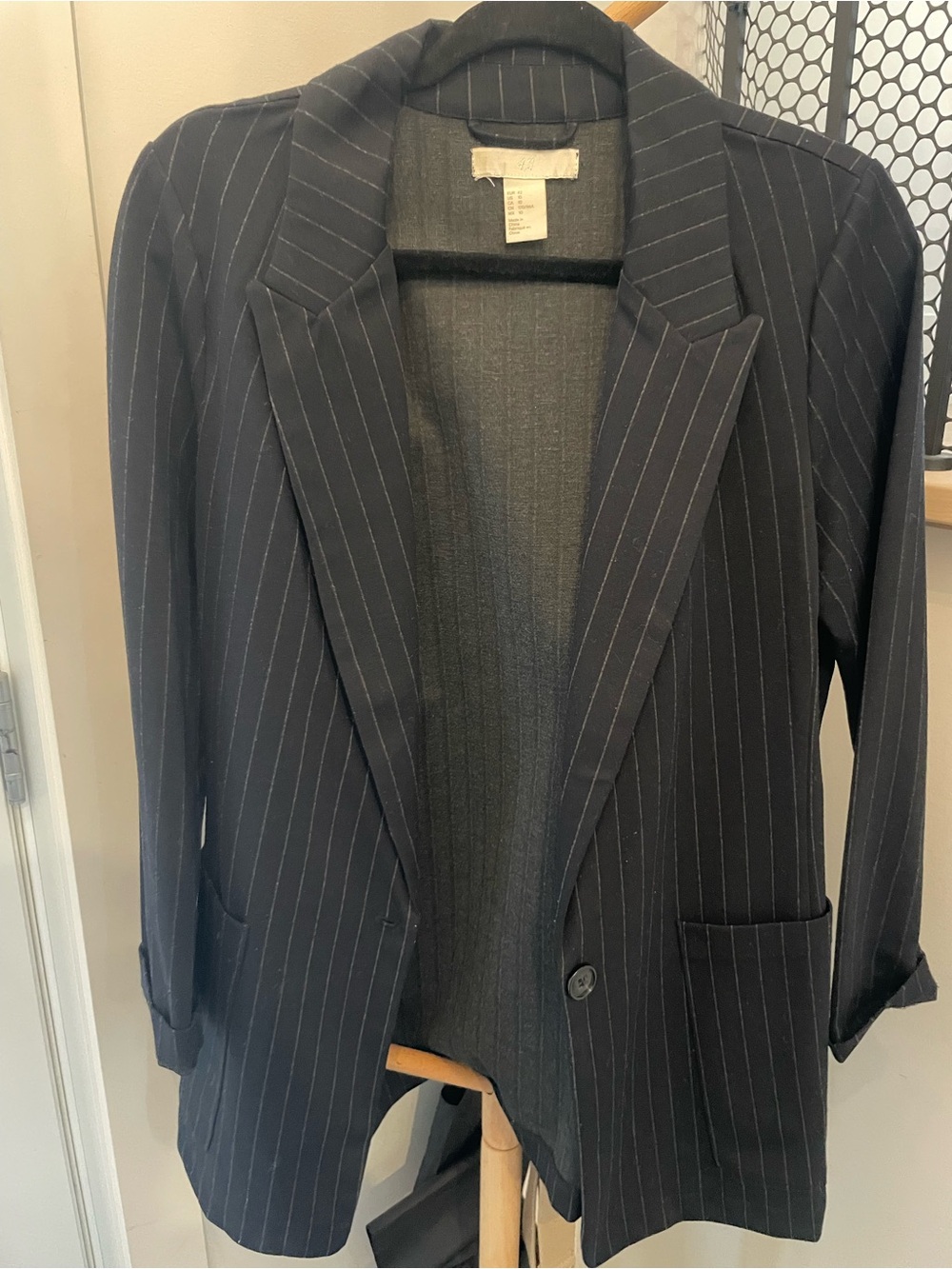 H&M Pinstripe Black Blazer - Classic Tailored Style